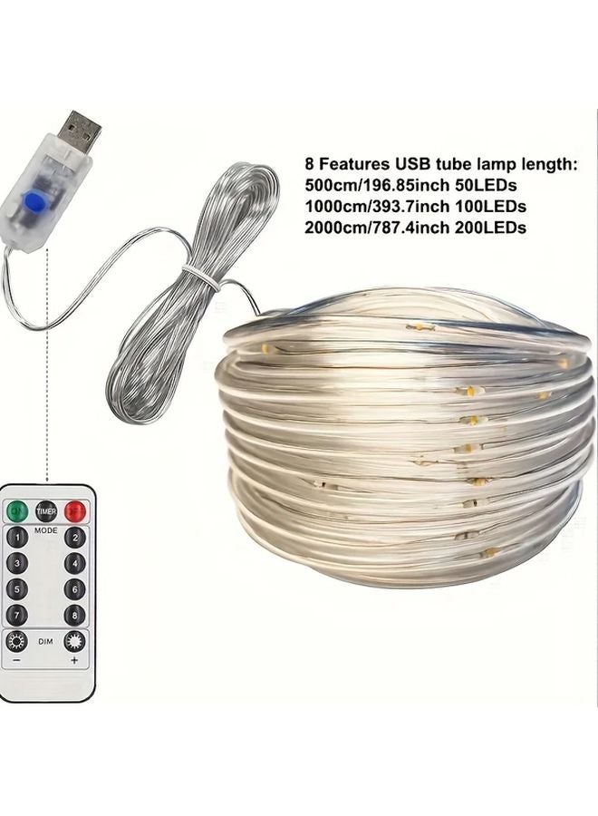 787.4 بوصة 200 مصباح LED شريط إضاءة دافئ أبيض مع جهاز تحكم عن بعد لتزيين حفلات الأعياد - Image 4