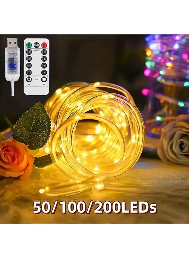 787.4 بوصة 200 مصباح LED شريط إضاءة دافئ أبيض مع جهاز تحكم عن بعد لتزيين حفلات الأعياد - Image 5