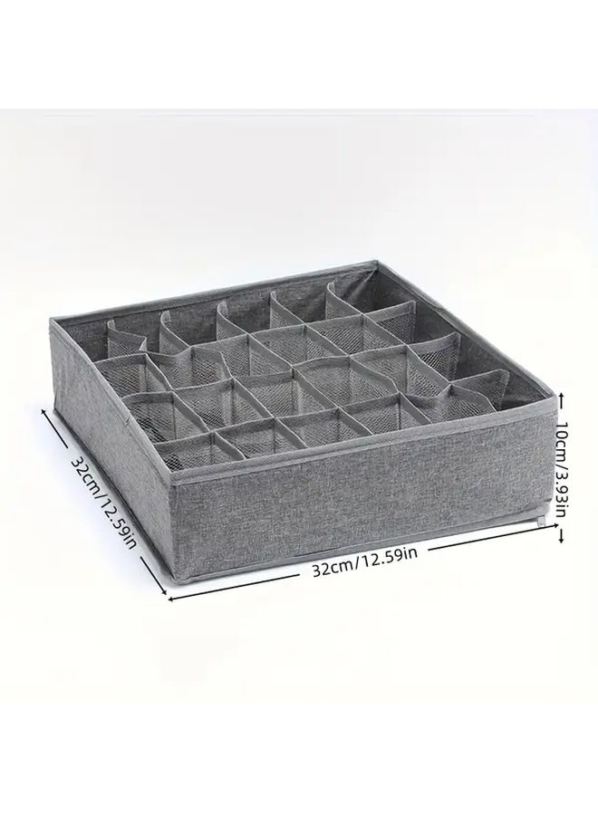 Grey 24 24 Two Piece Set Foldable Multi Compartment Wardrobe Storage Box Heavy Duty Nylon Underwear Sock Organizer With Grid Dividers Space Saving Collapsible Drawer For Closet Dresser Travel - Image 3