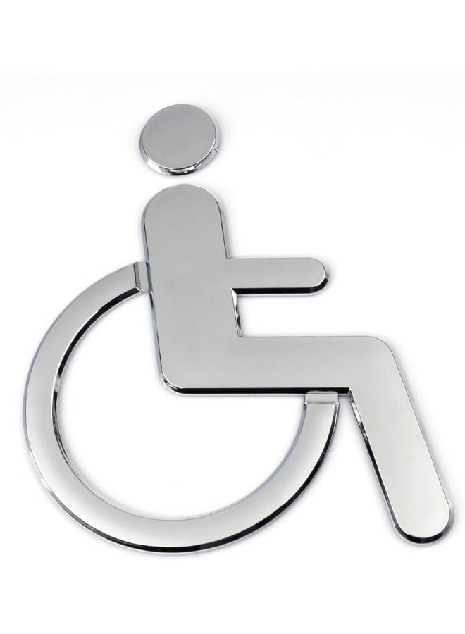 Z-COLOR 1Pcs Public Toilet Signs WC Wall Stickers Decals Toilet Door Signs Restroom Washroom Signage Handicap (Silver-Wheelchair) - Image 2
