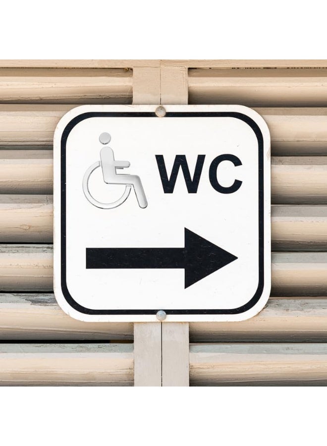Z-COLOR 1Pcs Public Toilet Signs WC Wall Stickers Decals Toilet Door Signs Restroom Washroom Signage Handicap (Silver-Wheelchair) - Image 5