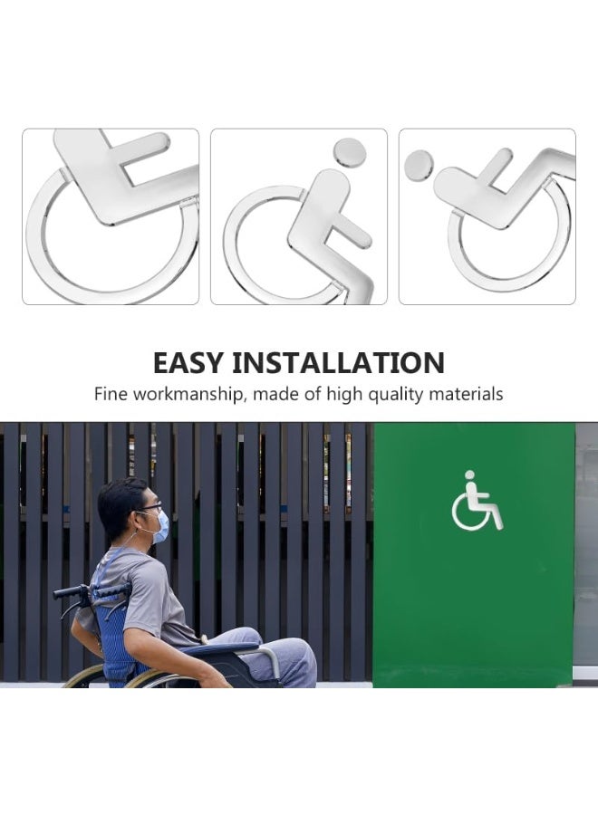 Z-COLOR 1Pcs Public Toilet Signs WC Wall Stickers Decals Toilet Door Signs Restroom Washroom Signage Handicap (Silver-Wheelchair) - Image 3