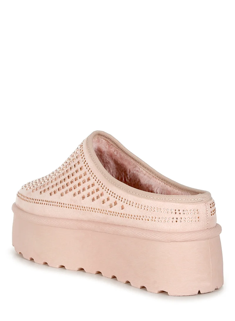 London Rag Pink Embellished Platform Classic Slip-On