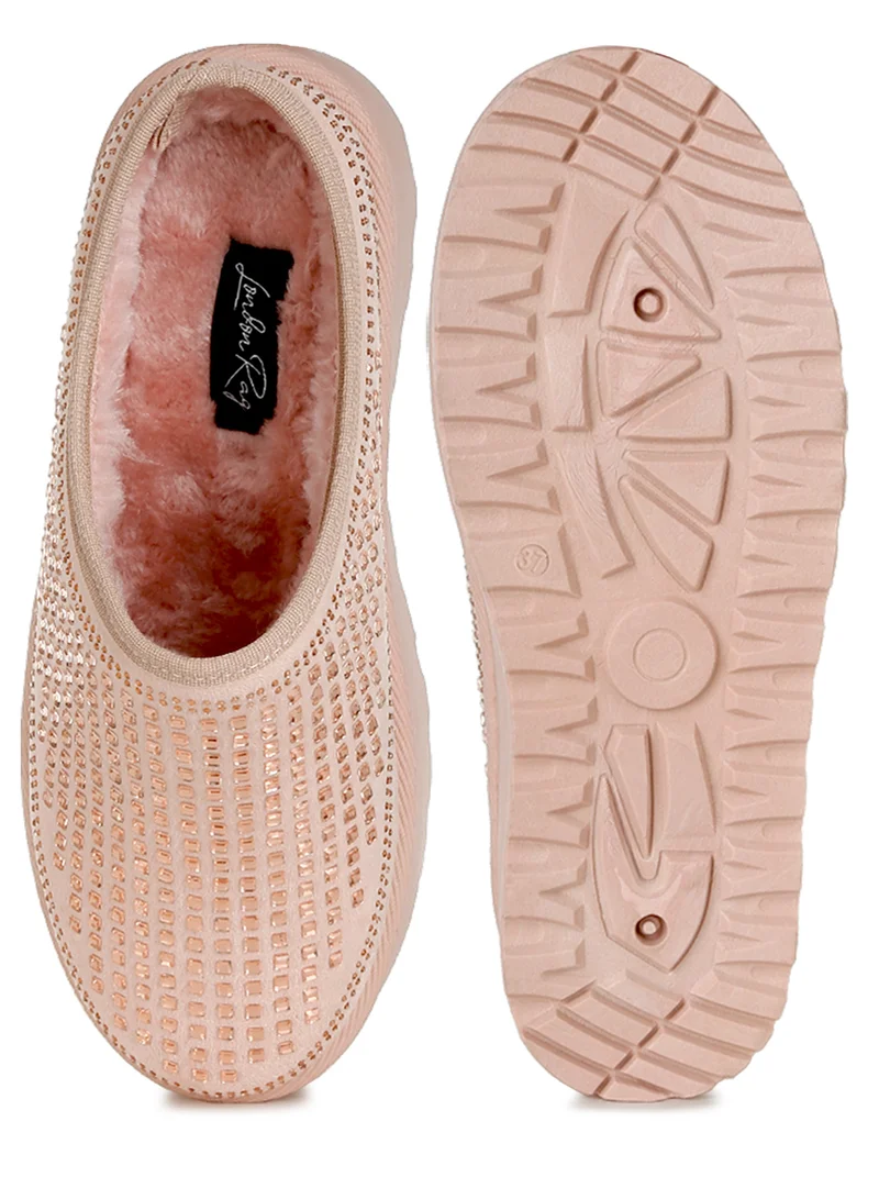 London Rag Pink Embellished Platform Classic Slip-On