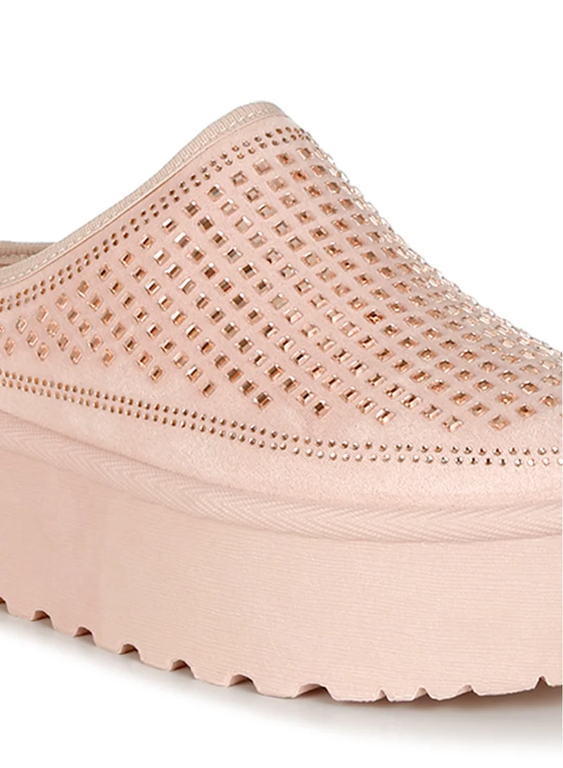 London Rag Pink Embellished Platform Classic Slip-On