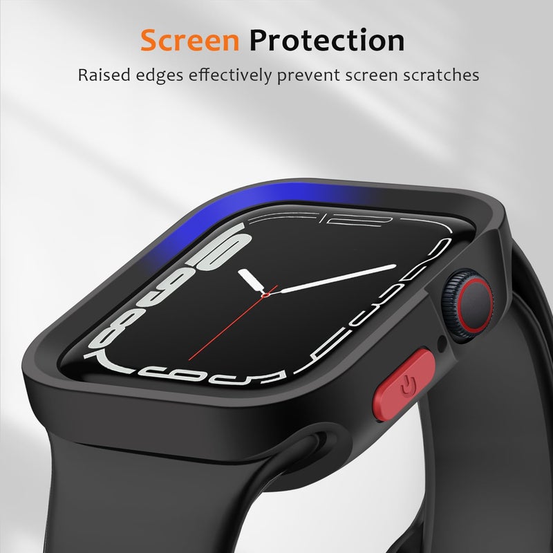 ZZDZZ Rugged Case Compatible with Apple Watch Case 45mm 44mm Series 9/8/7/6/5/4/SE3/2/1, Soft Flexible TPU Shockproof Protective Bumper Cover for iWatch 45mm 44mm, Black - Image 2