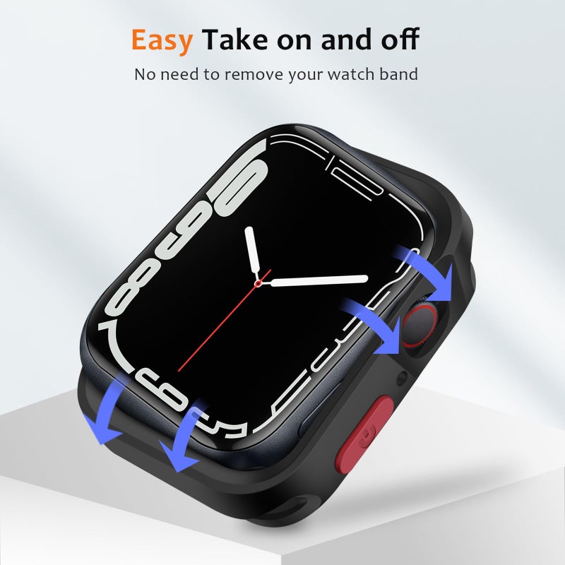 ZZDZZ Rugged Case Compatible with Apple Watch Case 45mm 44mm Series 9/8/7/6/5/4/SE3/2/1, Soft Flexible TPU Shockproof Protective Bumper Cover for iWatch 45mm 44mm, Black - Image 4