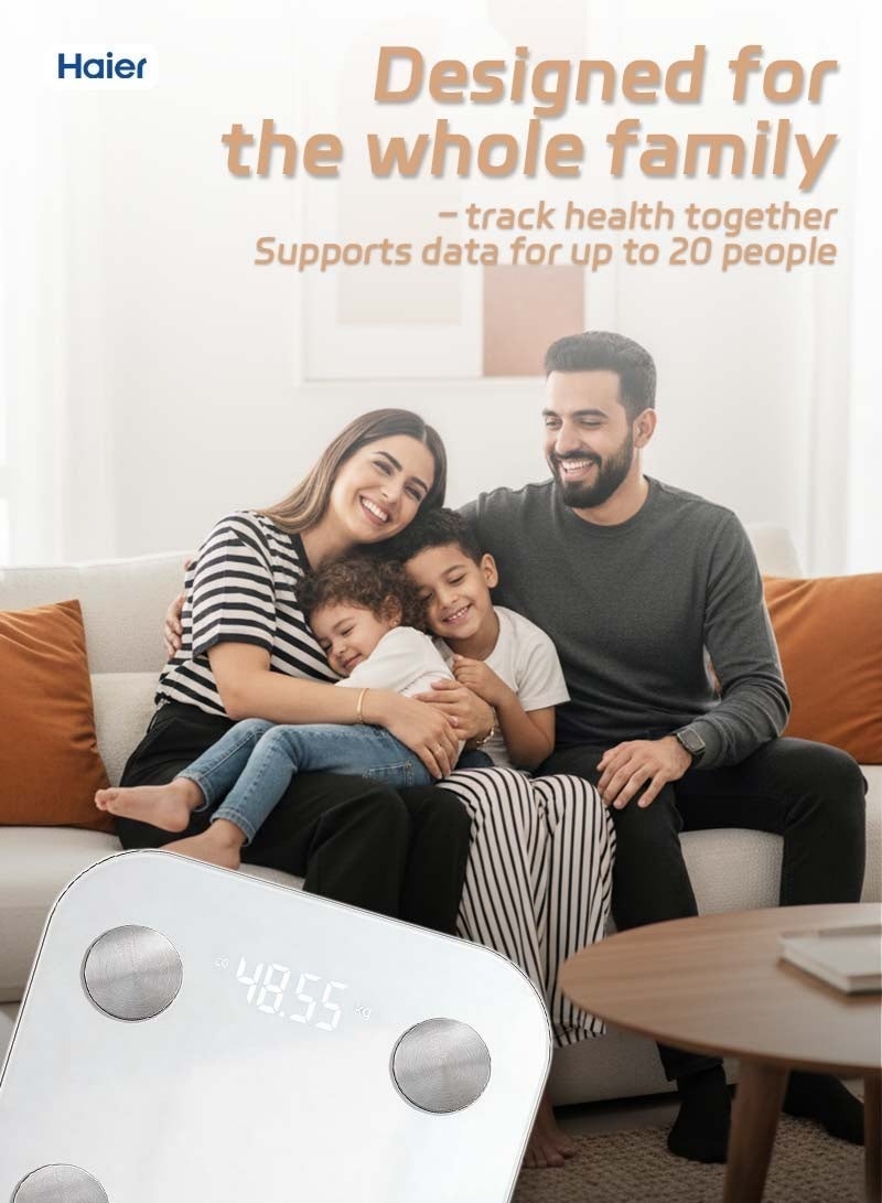 هايرك ميزان للجسم تحليل جسم ذكي مع تطبيق - 6 تقارير صحية - بلوتوث - تتبع الوزن والدهون والعضلات - Image 4