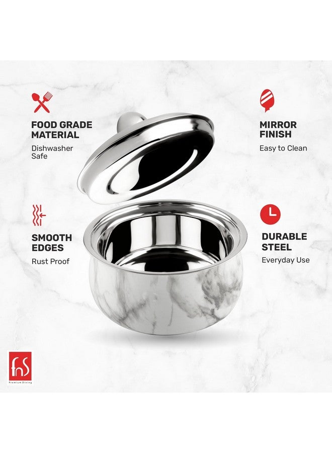 FnS Marbella Stainless Steel Double Walled Insulated Designer Casserole with Lid | Marbel Finsh | Odour Free | BPA Free | Ideal for Curry Rice Chappati | Easy to Carry | Easy to Store (1600ml) - Image 4