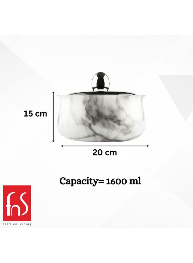 FnS Marbella Stainless Steel Double Walled Insulated Designer Casserole with Lid | Marbel Finsh | Odour Free | BPA Free | Ideal for Curry Rice Chappati | Easy to Carry | Easy to Store (1600ml) - Image 5