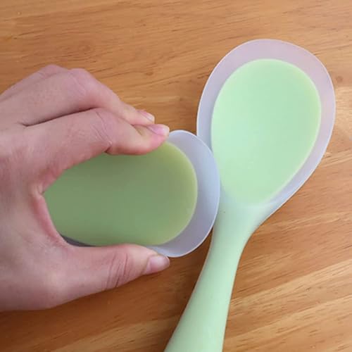 we3 Non-Stick Rice Spoon Silicone Ladle Soup Spoon with Handle for Dining Table 22.3 x 6.8 cm. (Green) - Image 4