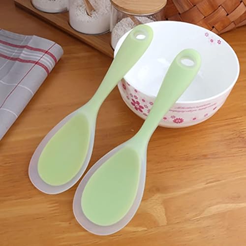 we3 Non-Stick Rice Spoon Silicone Ladle Soup Spoon with Handle for Dining Table 22.3 x 6.8 cm. (Green) - Image 5