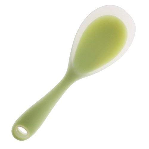 we3 Non-Stick Rice Spoon Silicone Ladle Soup Spoon with Handle for Dining Table 22.3 x 6.8 cm. (Green) - Image 2