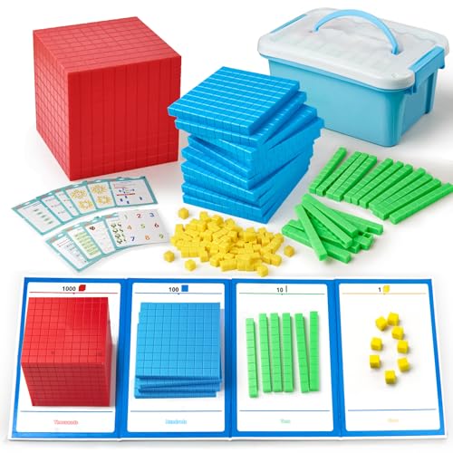 stochastic box Base Ten Blocks Plastic 143 pcs Math Manipulatives Kindergarten Counting Cubes for Kids MathPlace Value Blocks for Early Counting Math Toy for 1st Grade - Image 1