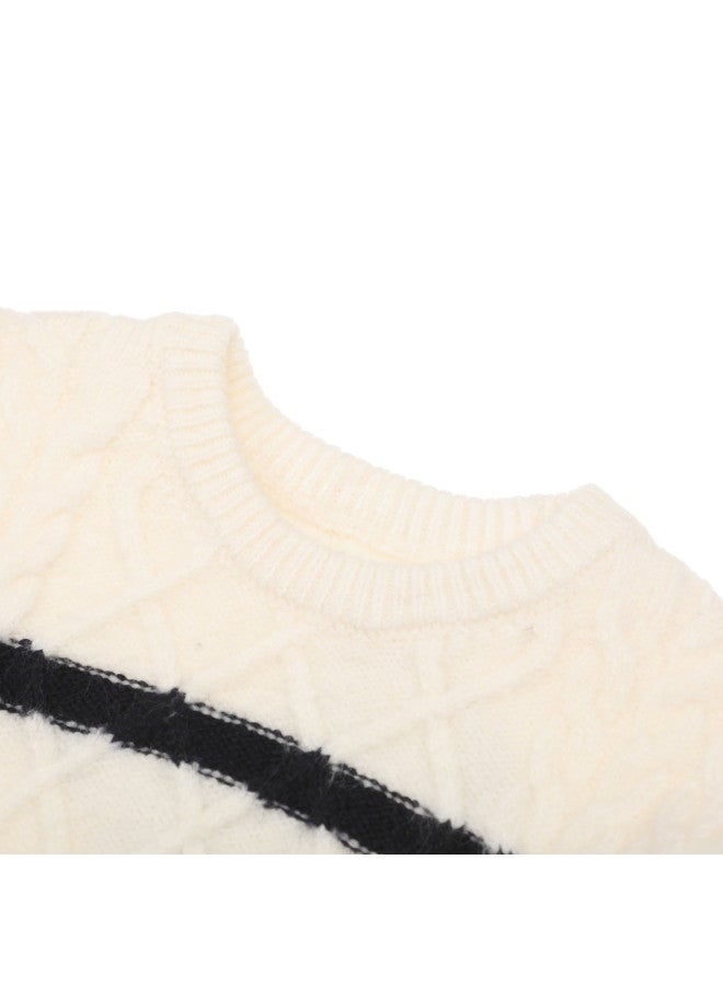 Zara korean-style Striped Cable Knit Sweater For Kids - Instagram Aesthetic - Image 4