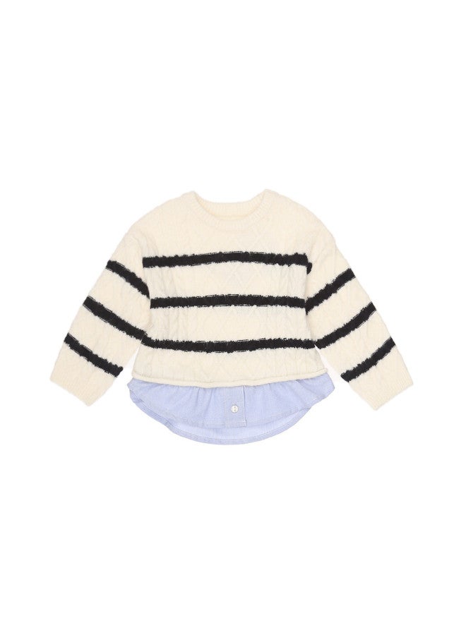 Zara korean-style Striped Cable Knit Sweater For Kids - Instagram Aesthetic - Image 2