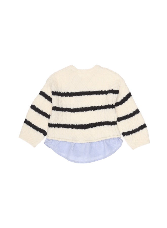 Zara korean-style Striped Cable Knit Sweater For Kids - Instagram Aesthetic - Image 3