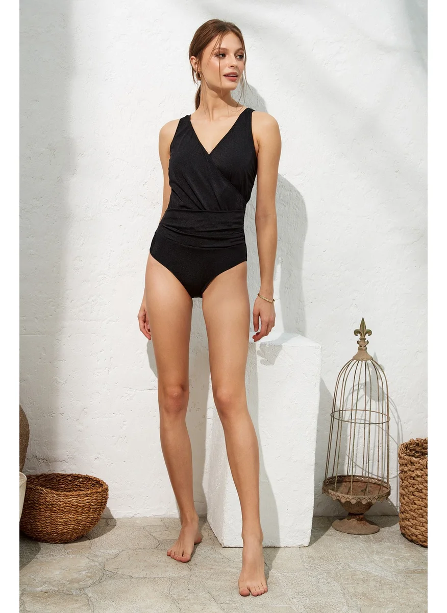 بيير كاردان Rafe Double Breasted Corded Swimsuit Black 221133