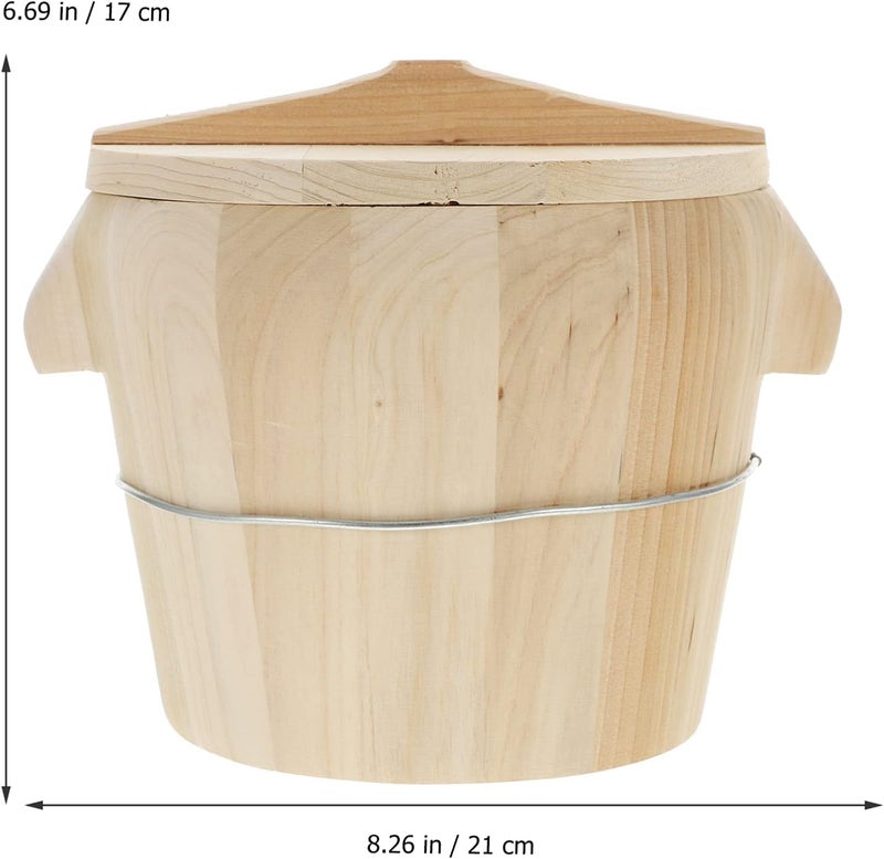 Japanese Rice Bamboo Food Steamer Wooden Sushi Rice Bowl Hangiri Sushi Oke Sushi Rice Mixing Tub Bamboo Steamer Basket for Restaurant Home Kitchen Dumpling Steamer Basket Rice Container - Image 4