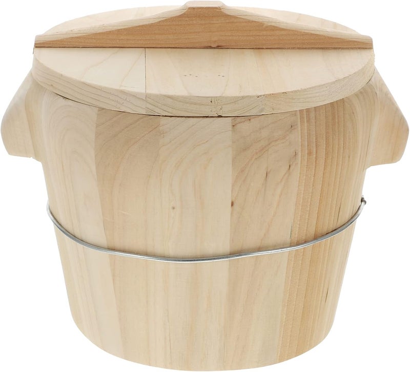 Japanese Rice Bamboo Food Steamer Wooden Sushi Rice Bowl Hangiri Sushi Oke Sushi Rice Mixing Tub Bamboo Steamer Basket for Restaurant Home Kitchen Dumpling Steamer Basket Rice Container - Image 2