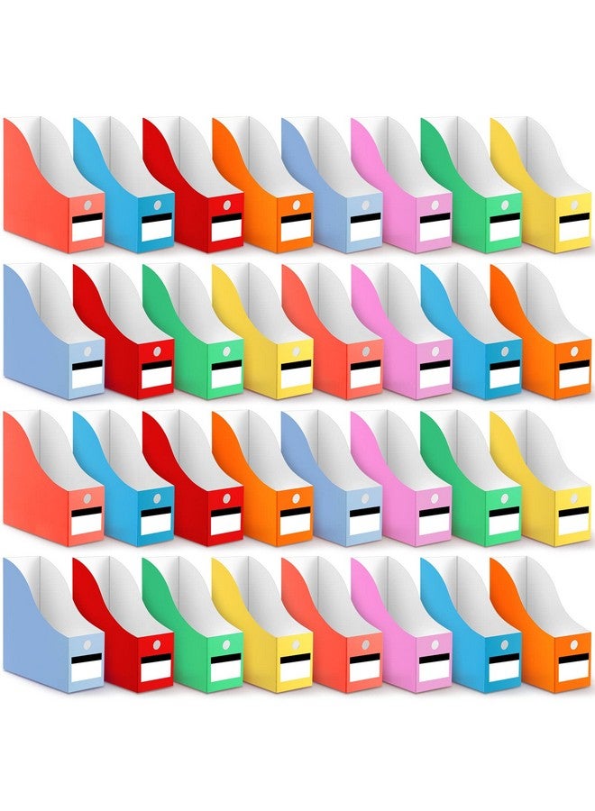جوتوم مجموعة حامل ملفات المجلات 32 قطعة، بما في ذلك حامل ملفات مكتب ملون قابل للطي ومنظم ملصقات ملصقات بيضاء لطيفة على شكل قلم قطة من الورق المقوى صندوق تخزين المجلات للمستندات والمدرسة والمكتب المنزلي - Image 1