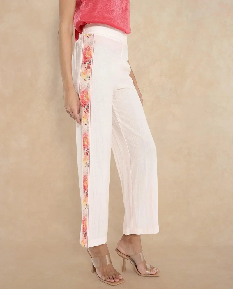 Rareism Women's Floral Print Tapered Ankle-Length Trouser
