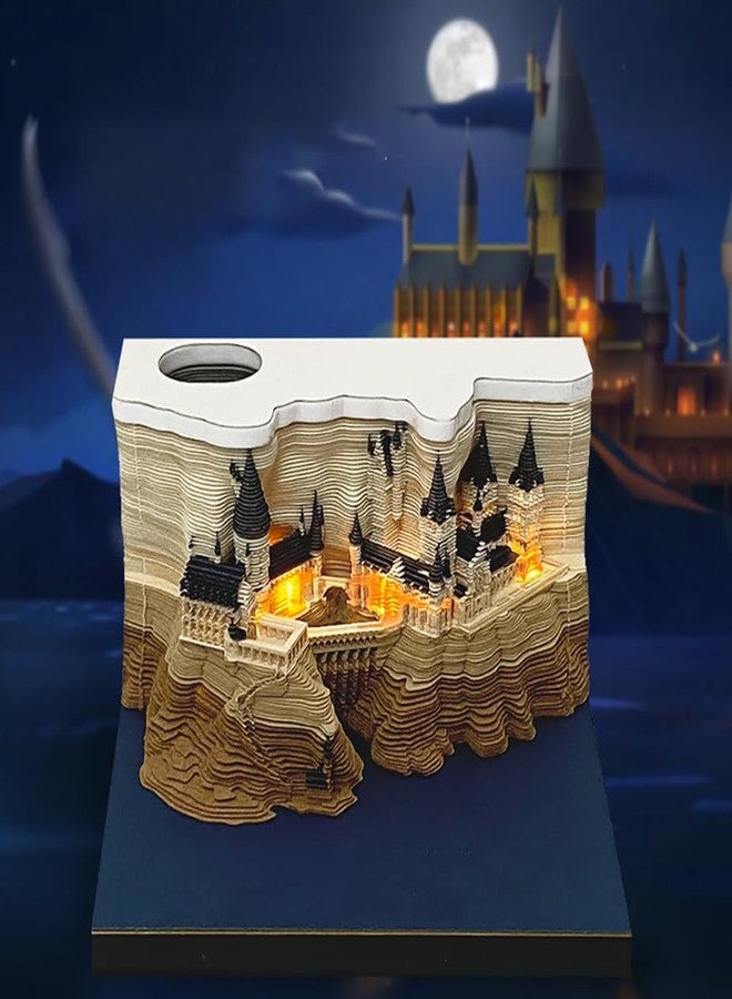 Gonoce Time Piece Calendar, 2026 Desk Calendar Memo Pad, Gonoce 3D Magic Castle Creative Time Piece Notepad with Lights and Pen Holder, 3D Memo Pad Decoration Gift (2026 Castle) - Image 4
