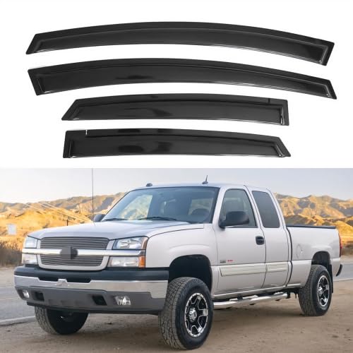 IG Window Visors for 19992006 Chevy Chevrolet Silverado GMC Sierra 150025003500 Rain Guards Shields Vent Shade Deflector 2007 Classic TapeOn 2000 2001 2002 2003 2004 2005 Extended Cab Only