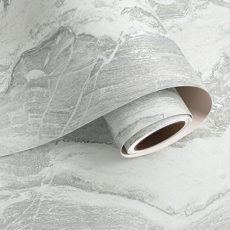 VaryPaper Matte Light Grey Marble Contact Paper Peel and Stick Countertops Waterproof Kitchen Countertop Wallpaper Marble Vinyl Wrap for Cabinets Removable Marble Wallpaper for Bathroom 157x787