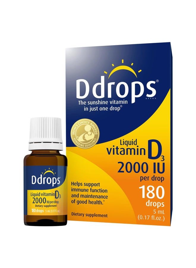 Ddrops فيتامين د3-2000 وحدة دولية سائل (0.17 أونصة سائلة) - Image 1