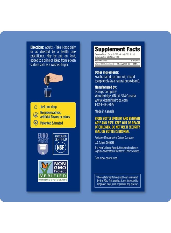 Ddrops فيتامين د3-2000 وحدة دولية سائل (0.17 أونصة سائلة) - Image 3