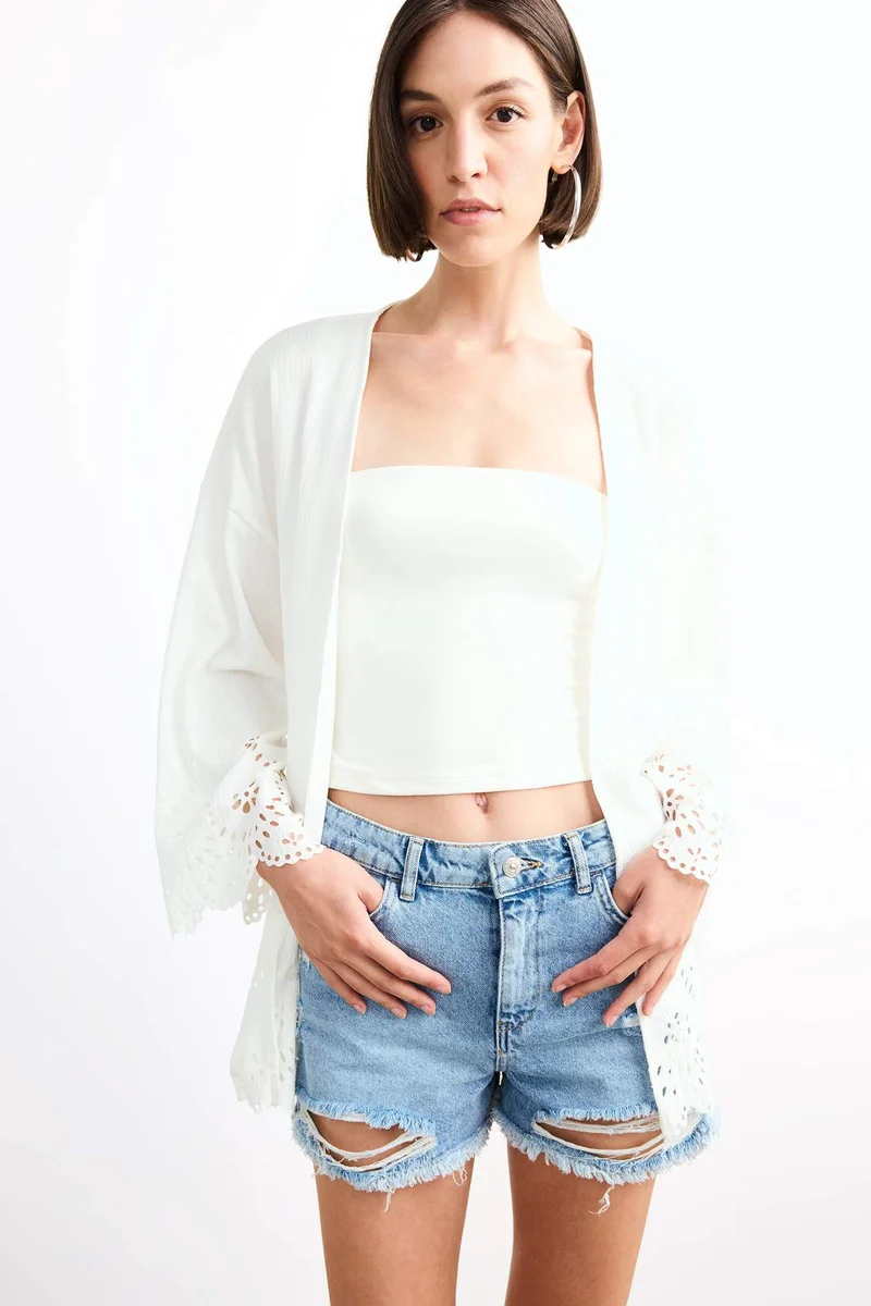 ديفاكتو Fitted Crepe Tie Long Sleeve Blouse