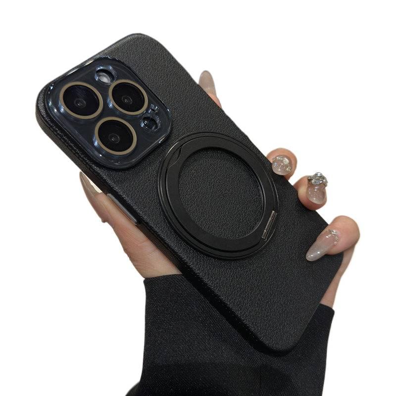 PET MagSafe Case for iPhone 13 with Kickstand and Strong Magnetic plus 360° Rotation plus Magnetic Charging Stand in Black - Image 1