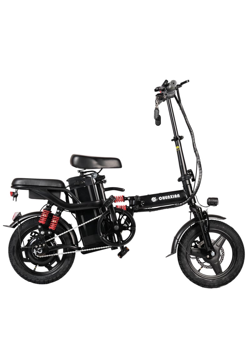 Chenxian Adult Electric Bicycle Bike Foldable Commuter Electric Bike 400W Motor 14 Inch 48V Electric Bike 13Ah Lithium Battery City Bike Max Speed 45Kmph Disc Brake Outdoor Riding  - Image 2