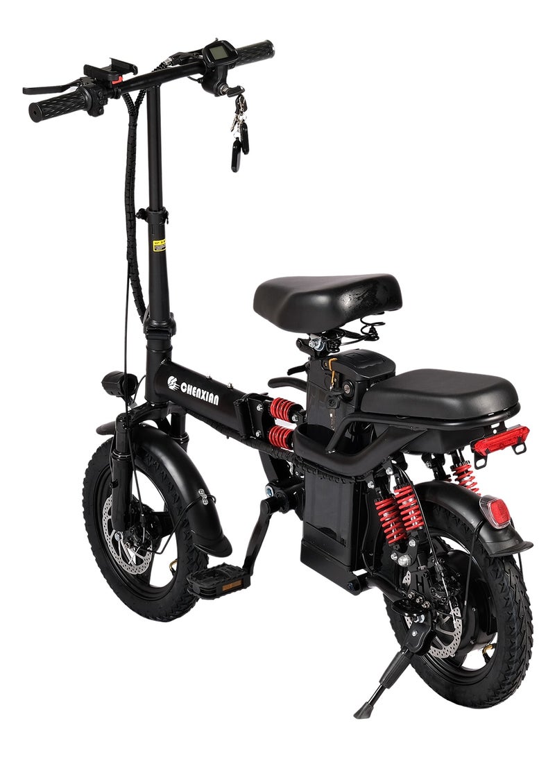 Chenxian Adult Electric Bicycle Bike Foldable Commuter Electric Bike 400W Motor 14 Inch 48V Electric Bike 13Ah Lithium Battery City Bike Max Speed 45Kmph Disc Brake Outdoor Riding  - Image 3