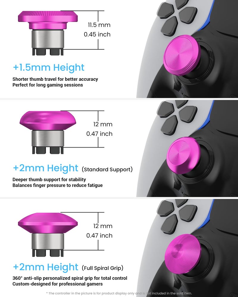 CHARM FOCUS Metal Thumbsticks & Back Paddles for PS5 Edge Controller, Analog Thumb Sticks Caps Replacement Kit for PS5 Dual Sense Edge Stick Module, 6 Joysticks, 4 Back Buttons, Rose & Gradient - Image 2