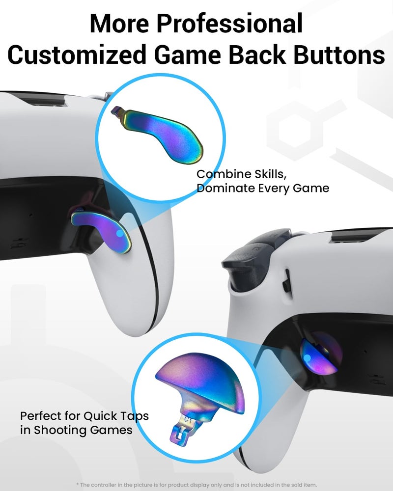 CHARM FOCUS Metal Thumbsticks & Back Paddles for PS5 Edge Controller, Analog Thumb Sticks Caps Replacement Kit for PS5 Dual Sense Edge Stick Module, 6 Joysticks, 4 Back Buttons, Rose & Gradient - Image 3
