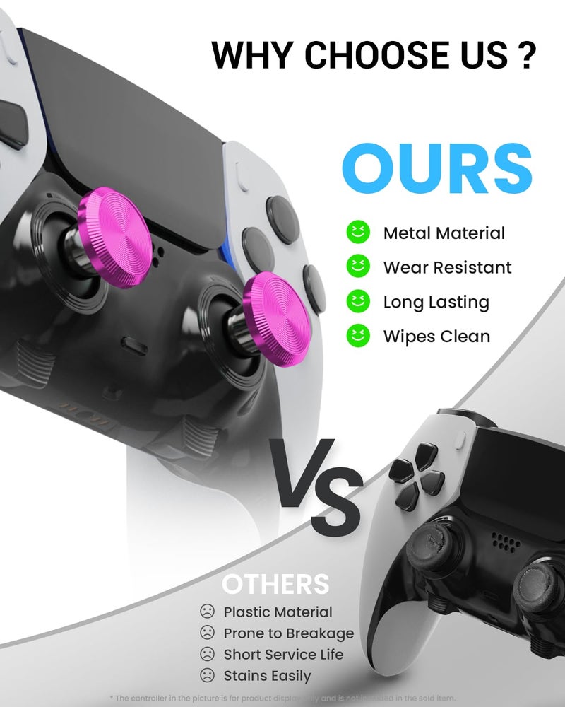 CHARM FOCUS Metal Thumbsticks & Back Paddles for PS5 Edge Controller, Analog Thumb Sticks Caps Replacement Kit for PS5 Dual Sense Edge Stick Module, 6 Joysticks, 4 Back Buttons, Rose & Gradient - Image 4