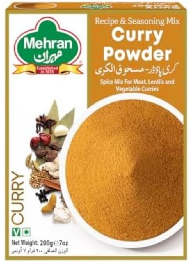 Mehran Curry Powder, Recipe and Seasoning Mix for Meat and Vegetables, 200g