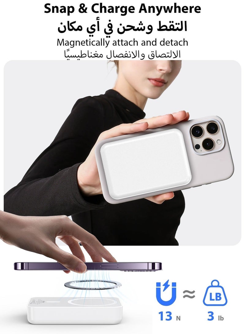 دوداو بنك طاقة مغناطيسي K26 بسعة 10000 مللي أمبير، شاحن محمول لاسلكي وحزمة بطارية للشحن السريع بقوة 20 واط (PD) مع منفذ USB-C، متوافق مع تقنية MagSafe وسلسلة هواتف iPhone 17/17 Pro/17 Air/17 Pro Max/16/16 Pro/16 Pro Max/15/14/13. - Image 5