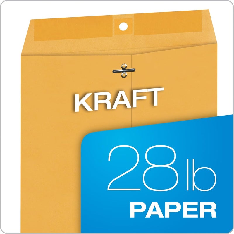 Quality Park 9 x 12 Clasp Envelopes with Deeply Gummed Flaps, Great for Filing, Storing or Mailing Documents, 28 lb Brown Kraft, 100 per Box (QUA37890) - Image 5