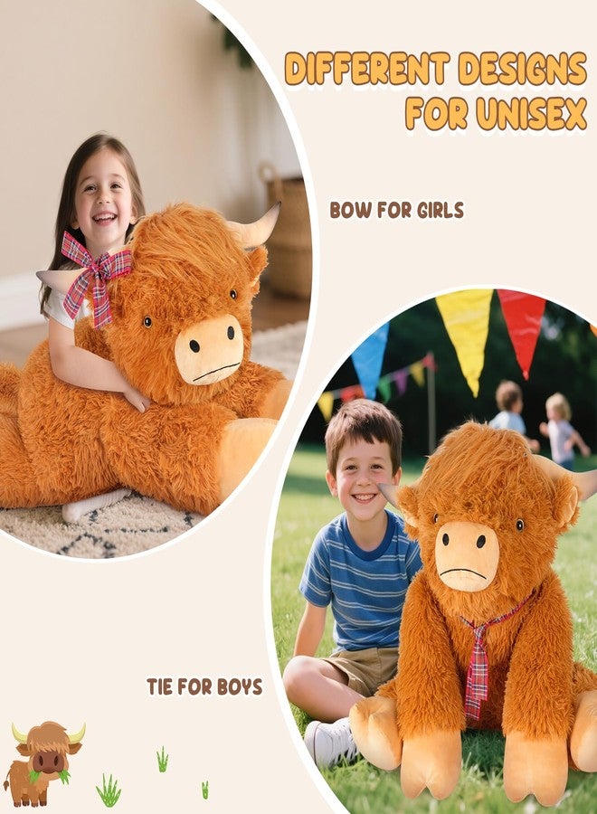 SuzziPals 43 inch Giant Highland Cow Stuffed Animals, Lifelike Big Cow Stuffed Animal for Stress Relief & Companion, Extra Soft Cute Plushies, Huge Emotional Support Plush Toys Gifts for Kids Adults - Image 3