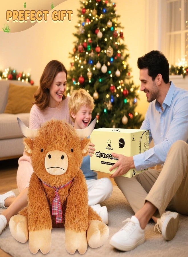 SuzziPals 43 inch Giant Highland Cow Stuffed Animals, Lifelike Big Cow Stuffed Animal for Stress Relief & Companion, Extra Soft Cute Plushies, Huge Emotional Support Plush Toys Gifts for Kids Adults - Image 5