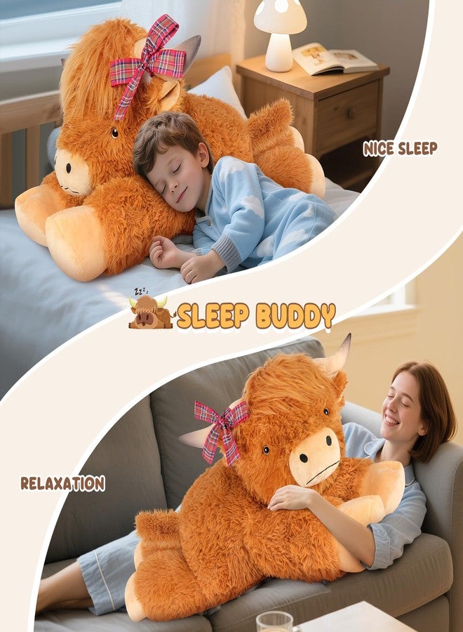 SuzziPals 43 inch Giant Highland Cow Stuffed Animals, Lifelike Big Cow Stuffed Animal for Stress Relief & Companion, Extra Soft Cute Plushies, Huge Emotional Support Plush Toys Gifts for Kids Adults - Image 4
