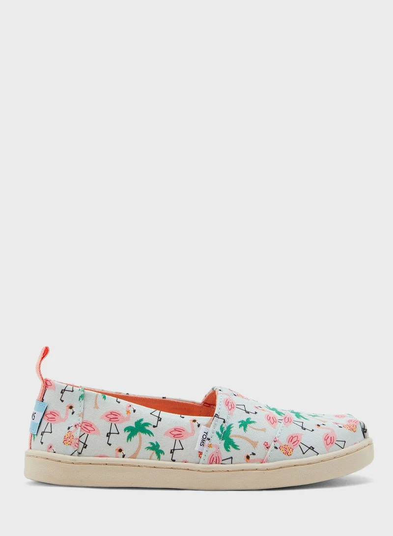 TOMS Kids Flamingos Print slip Ons