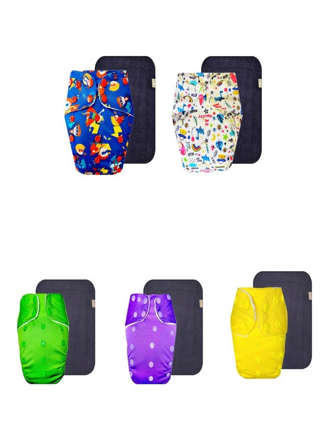 Dumbledo Premium Cloth Diaper with Black Insert (Pack of 5) | Dry Feel and Comfortable | Breathable | Easy to Clean | Everyday Diapering Essential | 3 Months - 3 Years | Unisex Baby - Image 1
