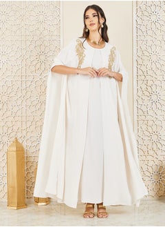 Cut Out Embroidered Abaya and Inner Dress Set