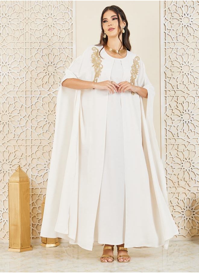 Styli - Cut Out Embroidered Abaya and Inner Dress Set - Image 1