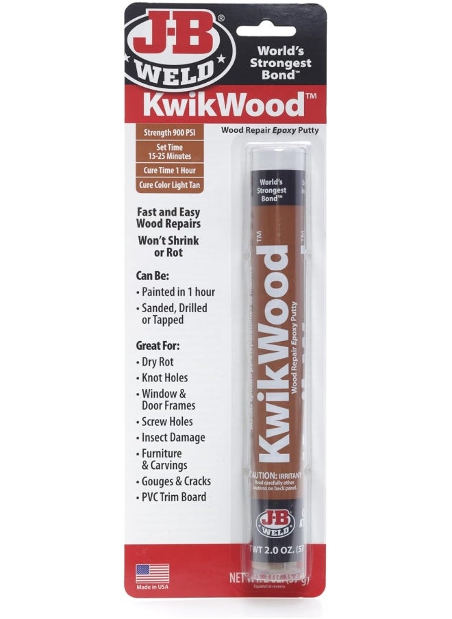 J-B WELD J-B Weld KwikWood Wood Repair Epoxy Putty Stick  - Image 1