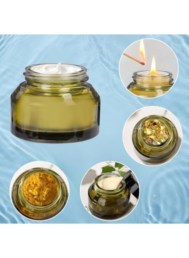 1.7 Oz Glass Cosmetic Jars with Lids, 3 Pack Small Glass Jars with Lids, 50ml Green Empty Refillable Glass Cosmetic Containers, Travel Size Containers for Samples, Creams, Lotions, Green - Image 3